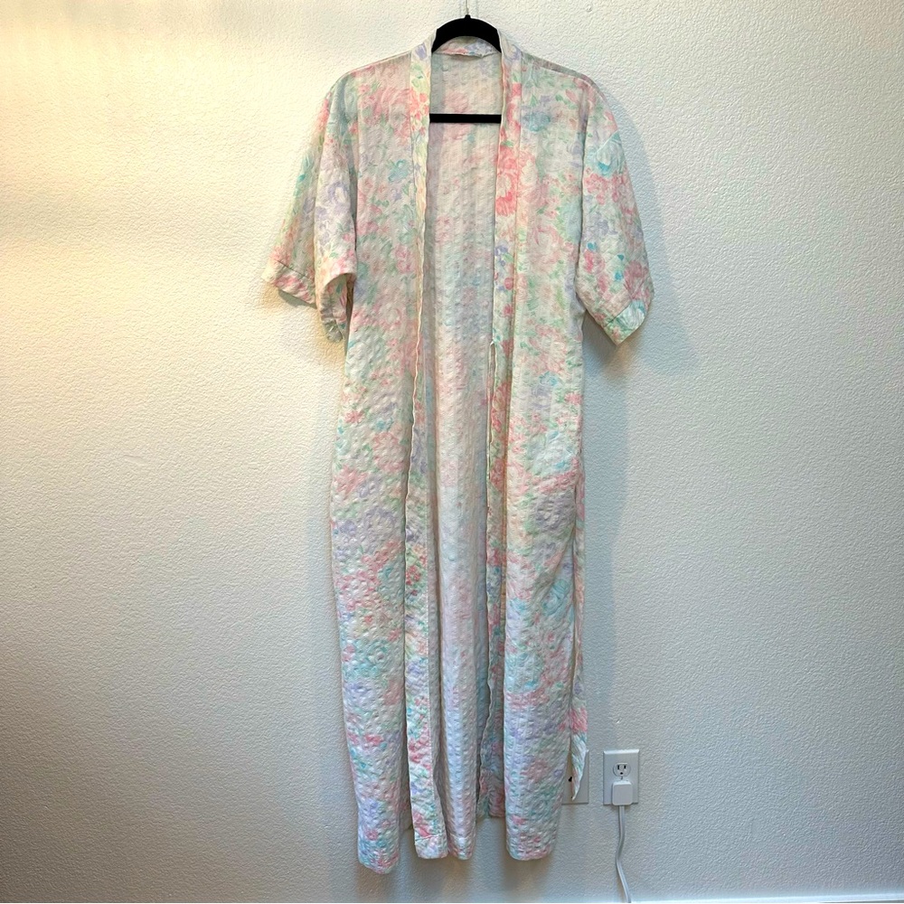 Vintage Miss Elaine Floral White Women’s Robe